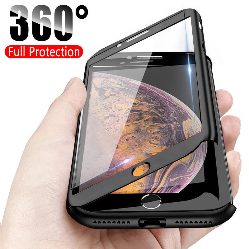 Чехол с полным покрытием для iPhone 7 8 6 6s Plus SE 360 11 Pro XS MAX XR 5 2020 со стеклом 5s | Мобильные