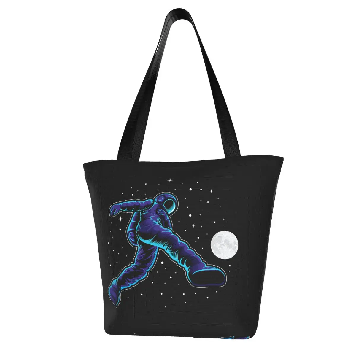 Astronaut Playing Soccer Awesome Cosmonaut Gifts Shopping Bag Aesthetic Cloth Outdoor Handbag Female Fashion Bags