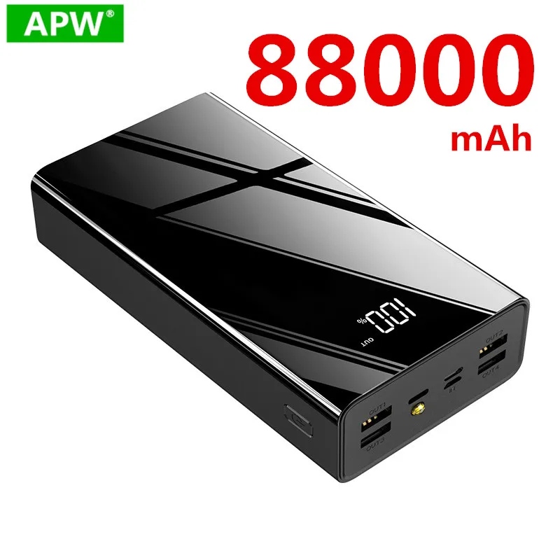 Внешний аккумулятор TypeC 88000 мАч Micro USB QC быстрая зарядка светодиодный дисплей