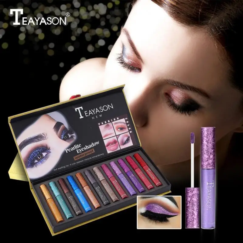 

12 Colors Liquid Eyeshadow Diamond Shiny Eye Liner Pen Natural Long Lasting Shimmer Eye Shadow Makeup Cosmetics TSLM1