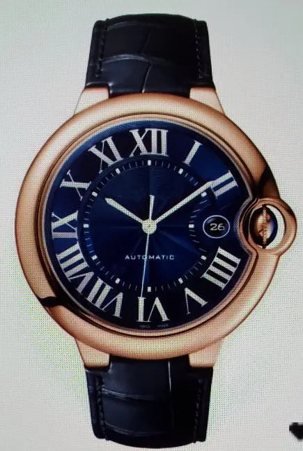 

Luxury Brand New Mens Blue Leather Sport Wristwatches Stanless Steel Mechanical Automatic Rome Dial Pink Gold Watch Watches 42mm
