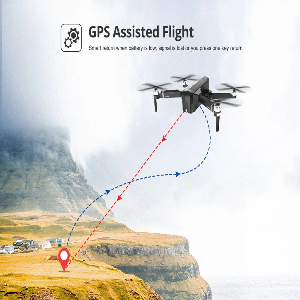 Дрон Holy Stone DE22 с GPS 2 7 K HD камера углом обзора 120 ° Wi Fi FPV видео складной RC бесщеточный