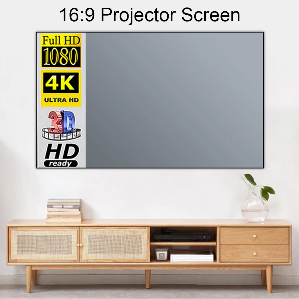 Складной светоотражающий проектор HD с экраном 16:9 диагональ 100/120 дюймов защитой