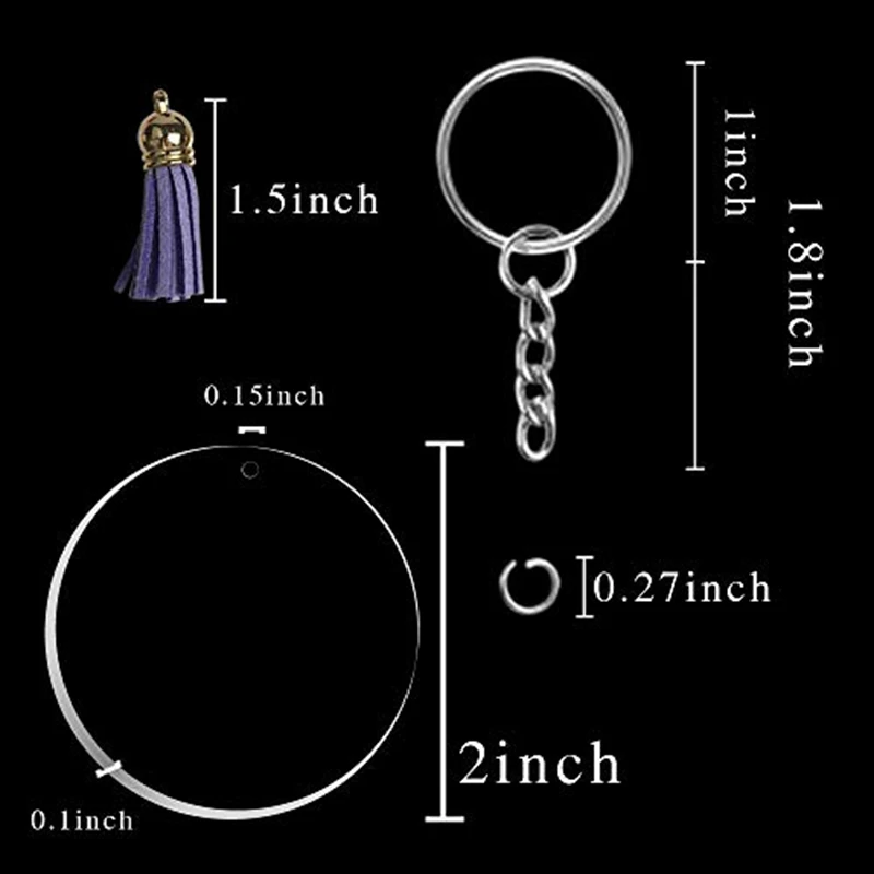 30 комплектов 2 дюймовые круглые акриловые диски с брелоком и подвесками для