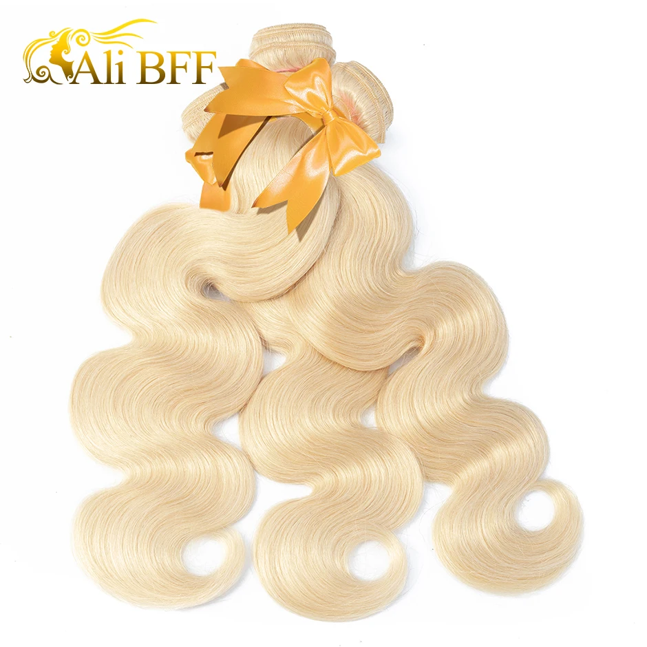 ALI BFF 613 Blonde bundle s с фронтальным бразильским объемным волном Remy человеческие волосы
