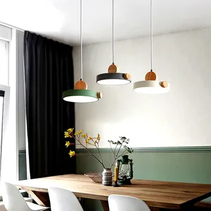 Nordic restaurant LED three head combination chandelier modern solid wood kitchen bar cafe bedroom study home indoor lighting
