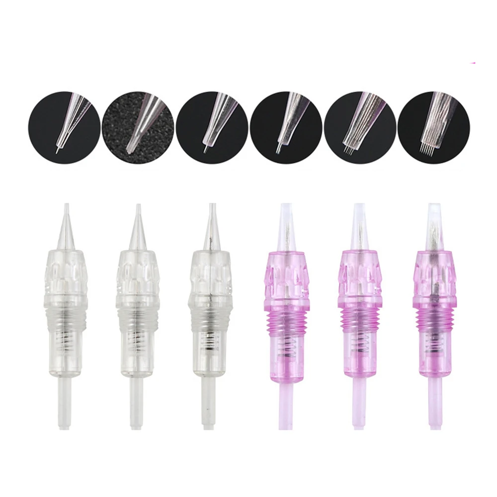 

New 50pcs Disposable Pink Tattoo Cartridge Needles 1D 1R 3R 5R 5F 7F Tattoo Gun Permanent Makeup Eyebrow Lips Eyeliner Machine