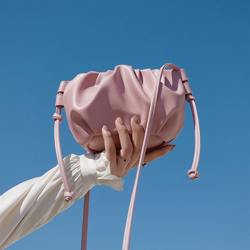 

European Style Small Square Bag New Fashion Fold PU Women Messenger Bag Simple Solid Color Shoulder Bag Female Shopping Bag