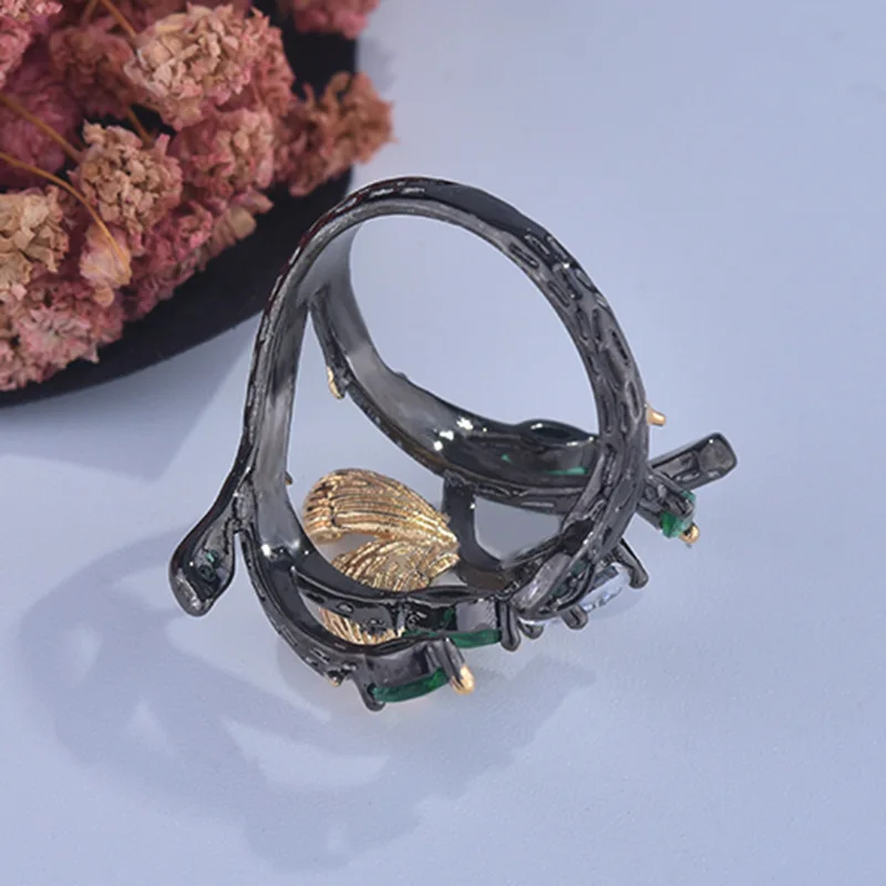 Винтажные готические обручальные кольца CHUHAN для женщин с цирконом в виде ветки