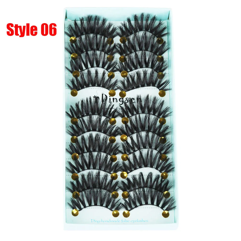 Style 06 10 пар 3D Мягкие искусственные норковые накладные ресницы натуральные грязные ресницы перекрещивающиеся пушистые ресницы инструменты для макияжа глаз - Цвет: Style 06