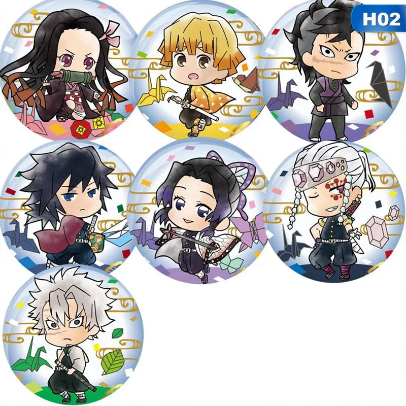 

7Pc Anime Demon Slayer: Kimetsu No Yaiba Kamado Tanjirou Cosplay Badge Cartoon Collect Backpacks Bags Badges Button Brooch Pins