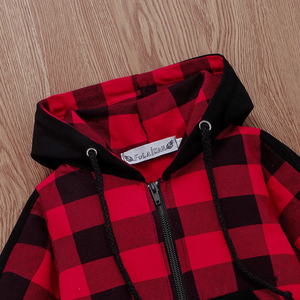 Детская одежда детский комплект одежды в клетку для девочек свитшот на молнии с