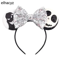 10pcslot new fashion halloween ghost skull mouse ears hairband for women sequins mouse headband girls ear hair accessories