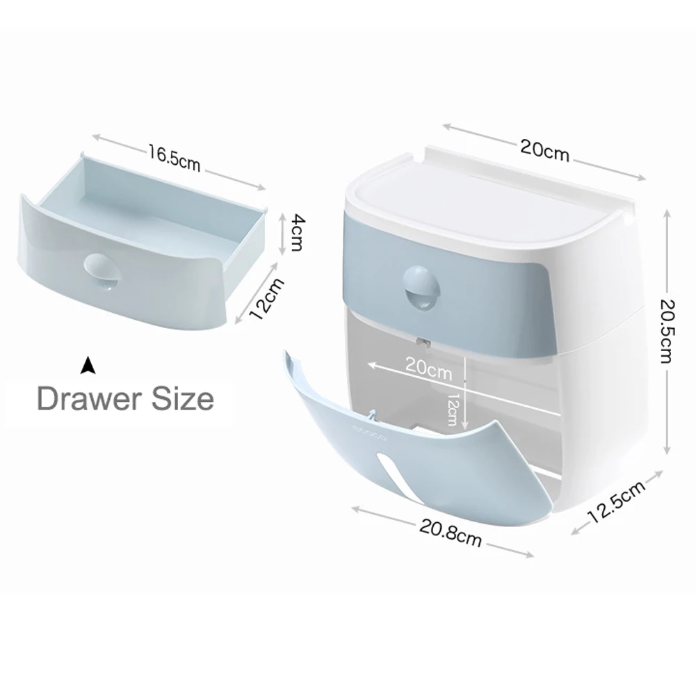 

Waterproof Toilet Paper Holder Bathroom Double Paper Tissue Box Punch-free Wall Mounted Paper Shelf Toilet Dispenser