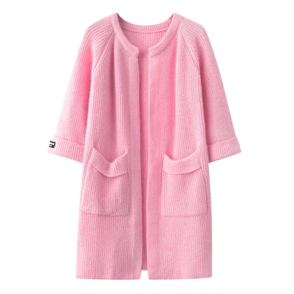 Sweater Women Tops Long Sleeve Casual solid autumn winter Pullover Loose Medium Length Knit Coat Female | Женская одежда