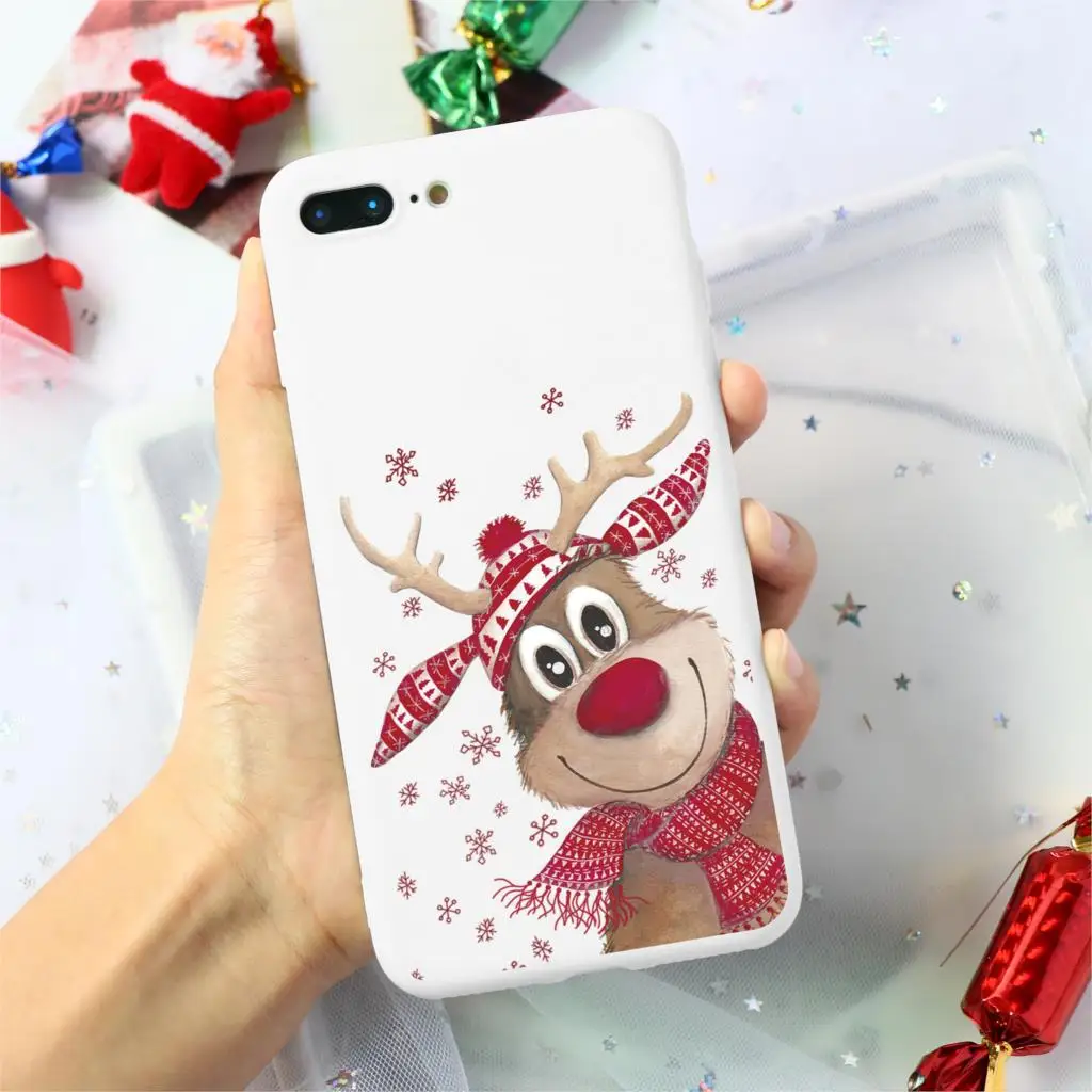 Мягкий силиконовый чехол из ТПУ с принтом Санта Клауса и оленя для iPhone 11 Pro 7 8 6 6S Plus XR X XS Max 5 5S SE чехол-накладка