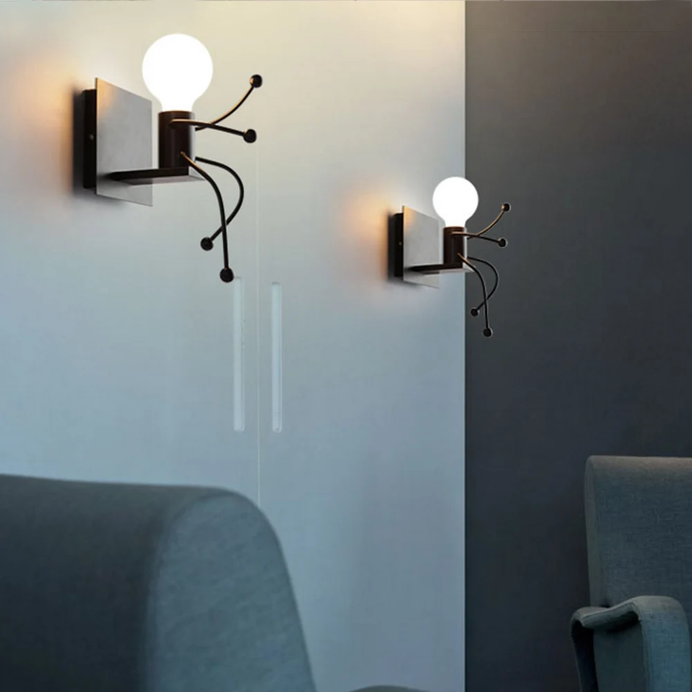 Современный комнатный настенный светильник робот креативная личность