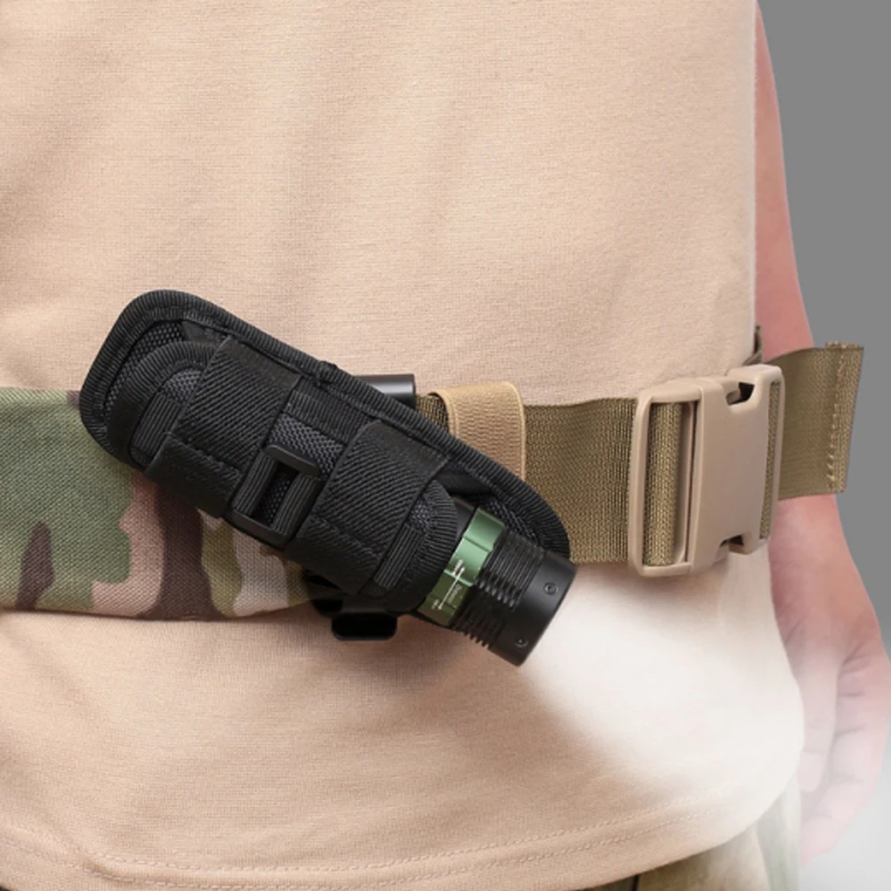 Tactical 360 Degrees Rotatable Flashlight Pouch Holster Torch Case for Belt Cover Hunting Lighting Accessory Bag Survival | Спорт и