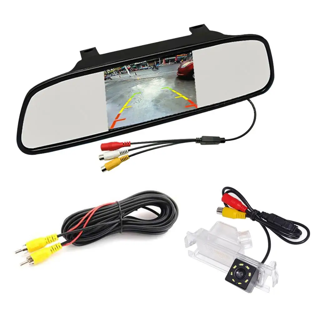 Автомобильный 4 3 дюймовый TFT монитор в зеркале светодиодный ная камера заднего