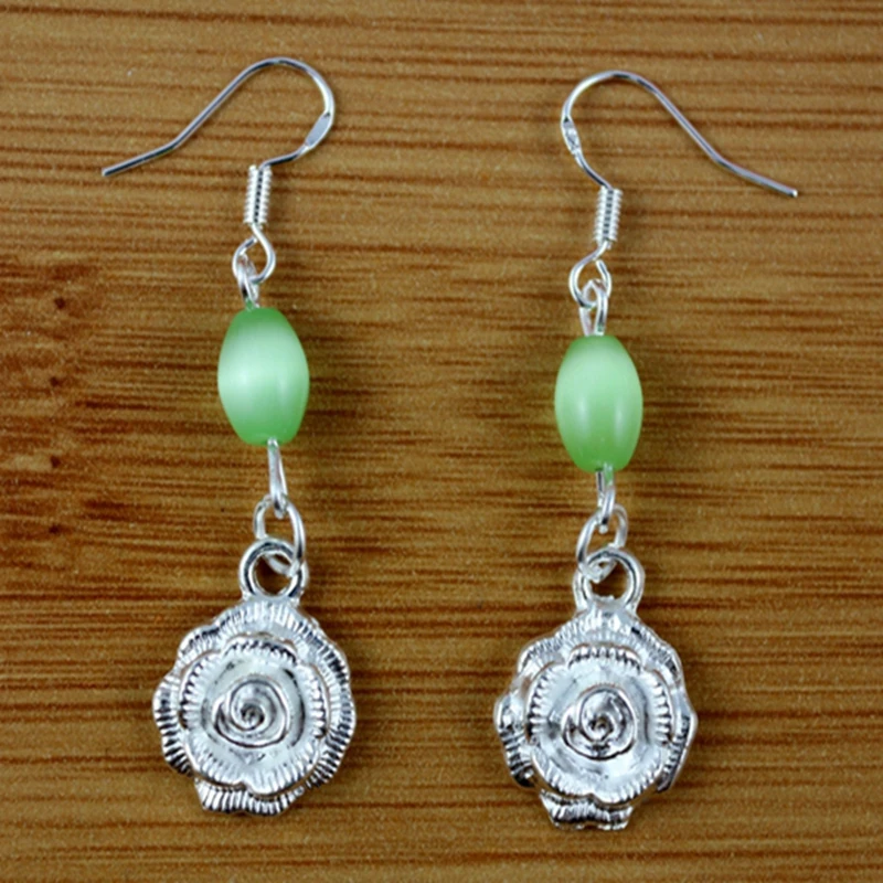 Серьги-подвески в виде оленя винтажный шелковый шнур цветок корона роза журавль