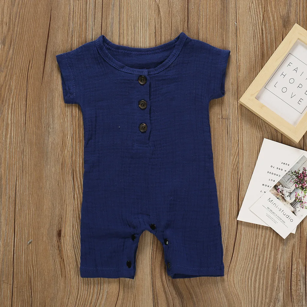 

Cute Newborn Baby Boy Girl Summer Solid Romper Playsuit Jumpsuit Outfits Casual Overall Sunsuit 3-24M Baby Boy Summer Clothes