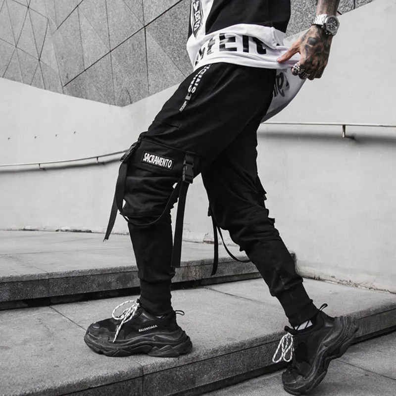 Брюки Techwear мужские в стиле Харадзюку штаны хип-хоп тренировочные брюки для клуба