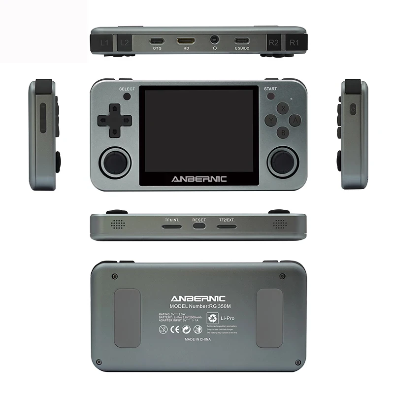 

Gray RG350 Handheld Game Console RG350M Metal Shell Console Open Source System 3.5 Inch IPS Screen Retro Ps1 Arcade 3D Games