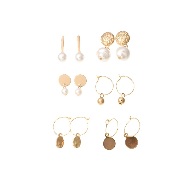 

earrings 2021 trend rings for women Commuter joker pearl ear ring 6 to suit metal wafer earrings earrings for women