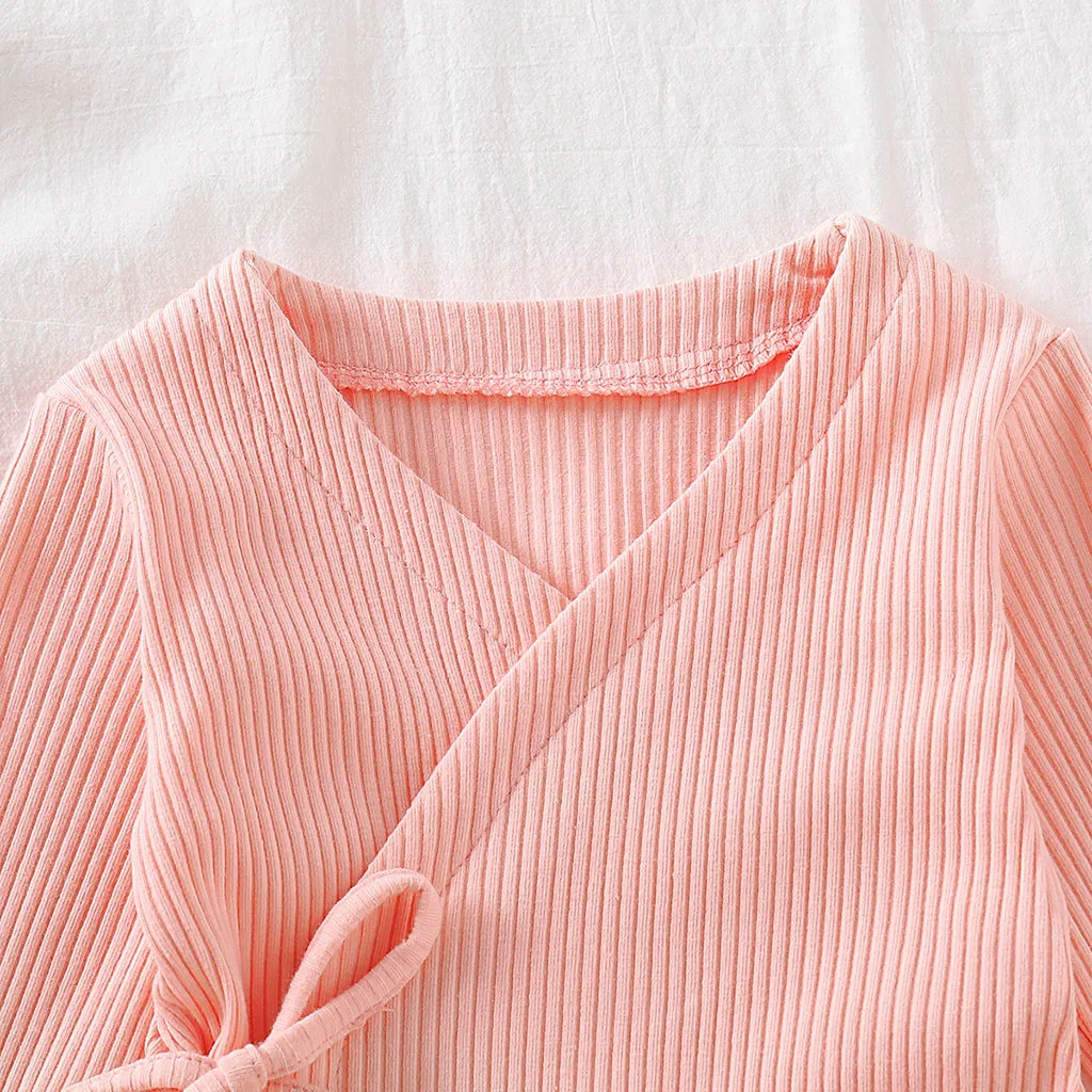 2019 Модное Новое однотонное кимоно с элементами ямы одежда для маленьких девочек