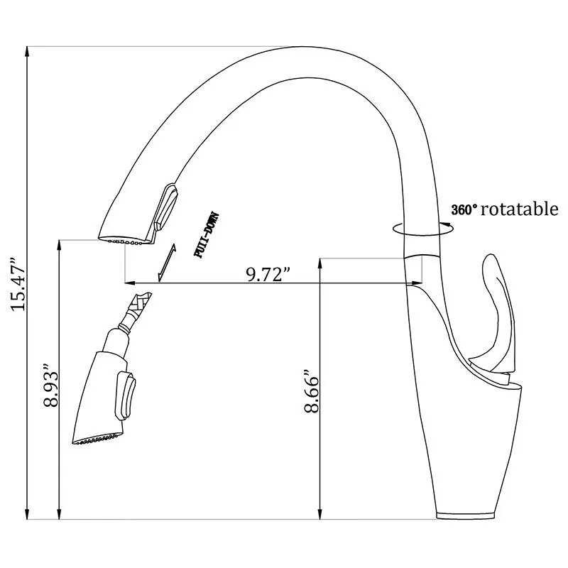 

Kitchen Faucets Copper 360 Rotation Contemporary Single Handle Kitchen Faucet Hot and Cold Taps Black