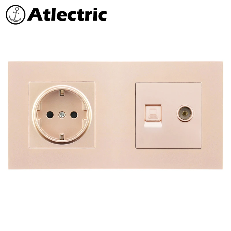 Atlectric DE EU RU стандартная настенная розетка RJ45 компьютерный порт данных двойной с