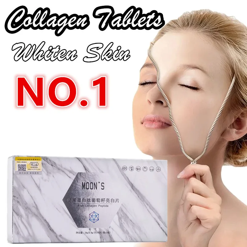 

30pills Whitening Pill Collagen Whiten Lighten Skin Smooth Wrinkles Clear Specks Improve Structure Glutathione Anti-Aging Beauty