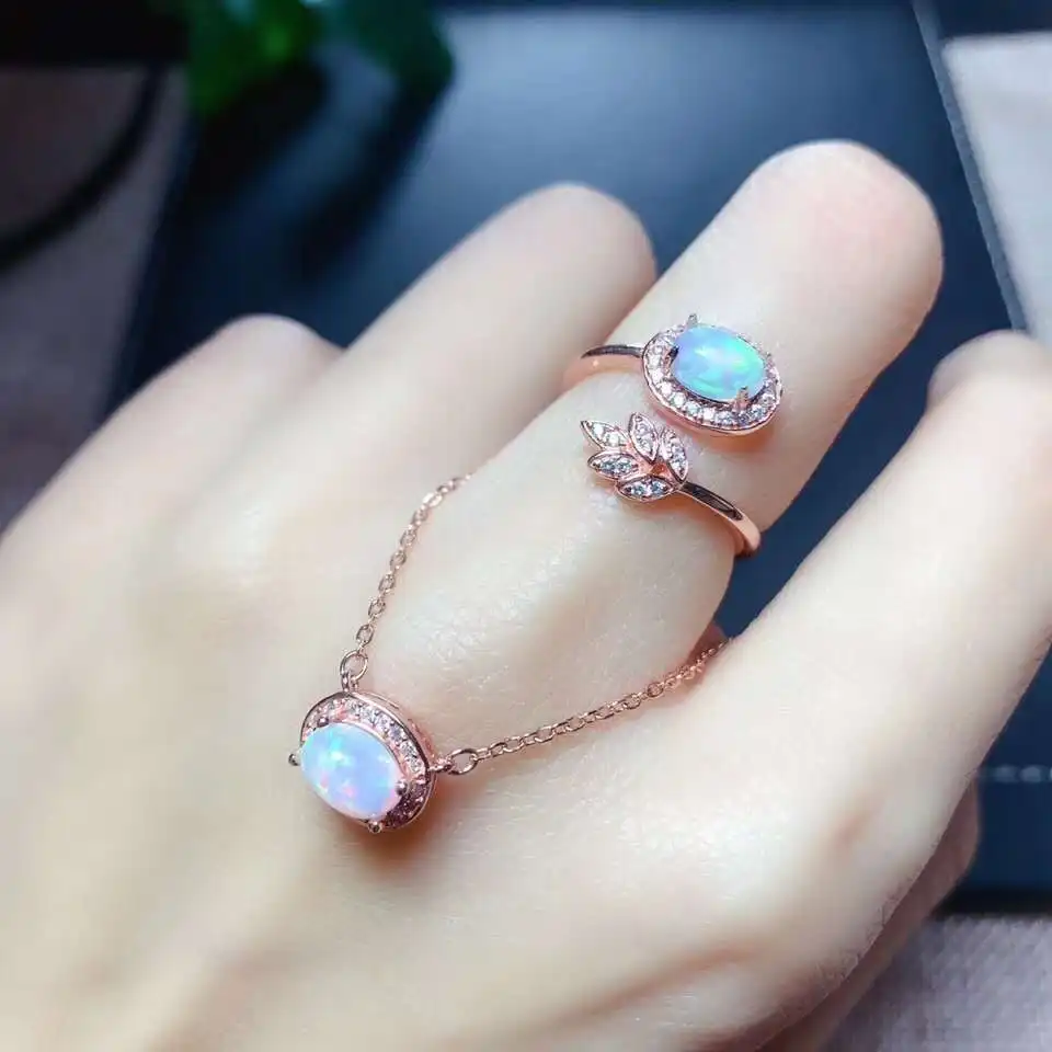 Натуральный опал комплект ювелирных изделий из натурального 925 пробы серебро 1