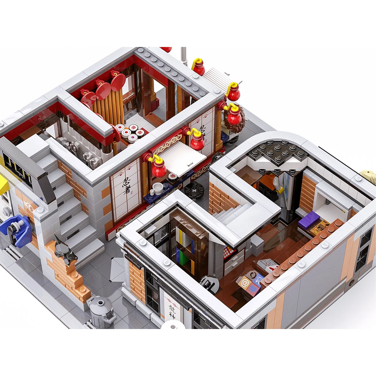 Строительные блоки JIESTAR экспертные идеи город улица обзор суши магазин углов Moc