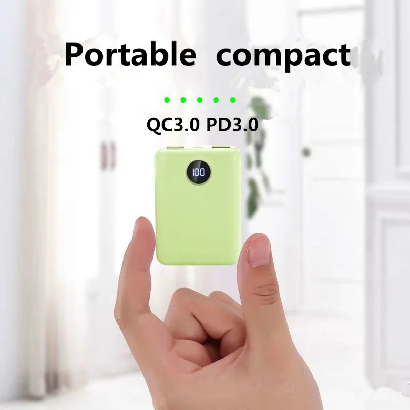 Мини внешний аккумулятор QC3.0 светодиодный дисплей быстрая зарядка PD для Type C