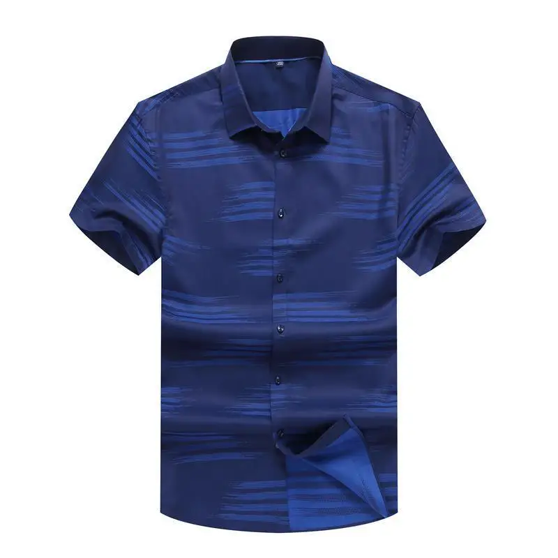 

Plus Size new 8XL 6XL 5XL 4XL 9XL Fashion New Summer Striped Short Sleeve Men Dress Shirts White Collar Business Men Shirts