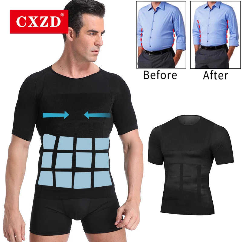 CXZD, новинка, тощий формирователь, бодибилдинг, сжигание жира, грудь, животик, рубашки, корсет, мужской корсет, корректор живота, компрессионный жилет для осанки