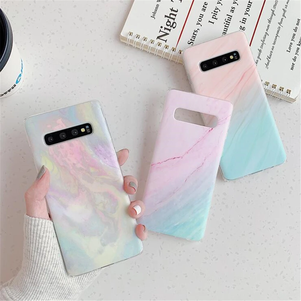 

Gradient Coral Marble Pattern Phone Case For Samsung S20ultra 8 9 10Plus Note 10Plus A71 70 50 40 Simple Frosted Soft Cover
