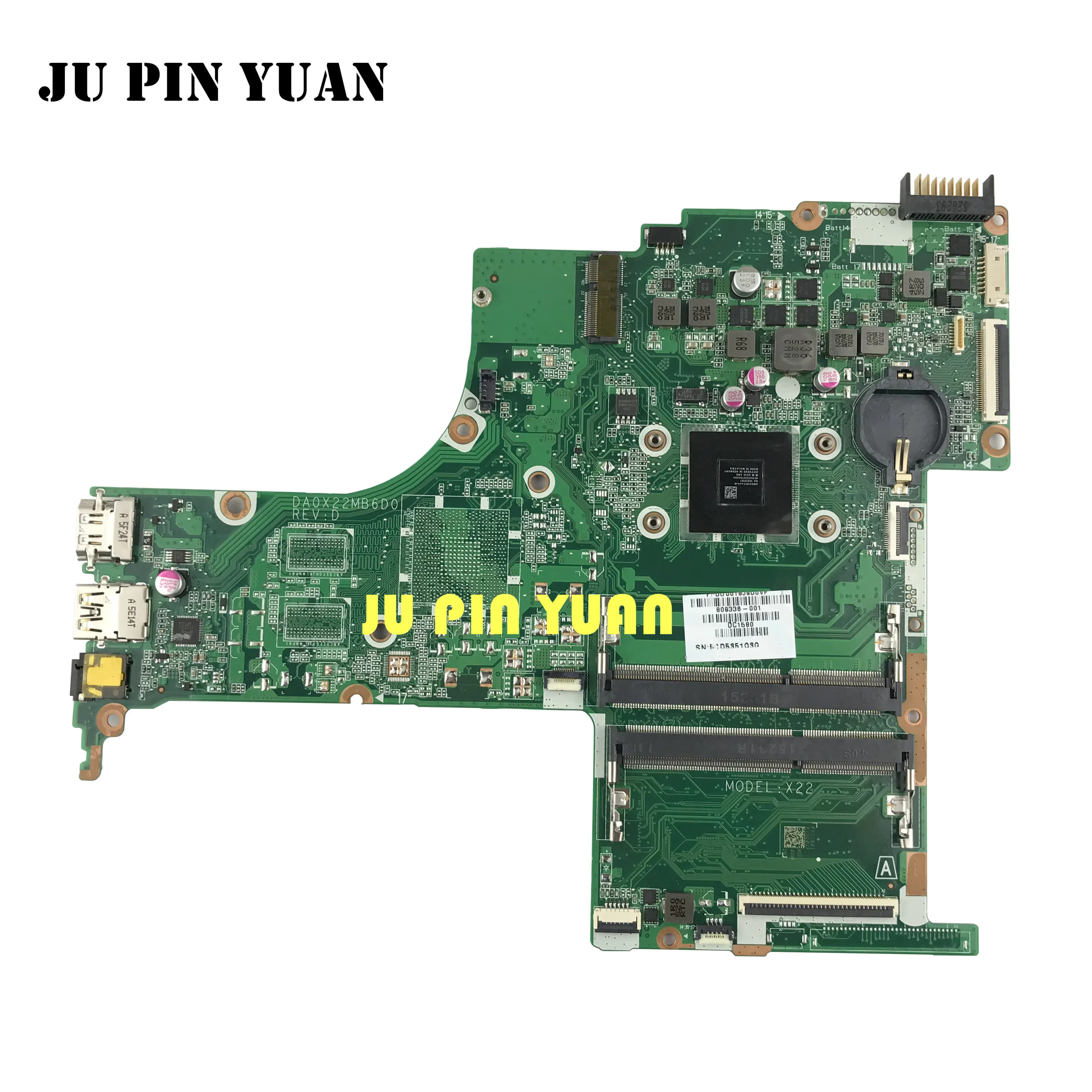 

809336-601 DA0X22MB6D0 X22 for HP Pavilion Notebook 15-ab series motherboard 809336-501 809336-001 with A6-6310 Fully tested
