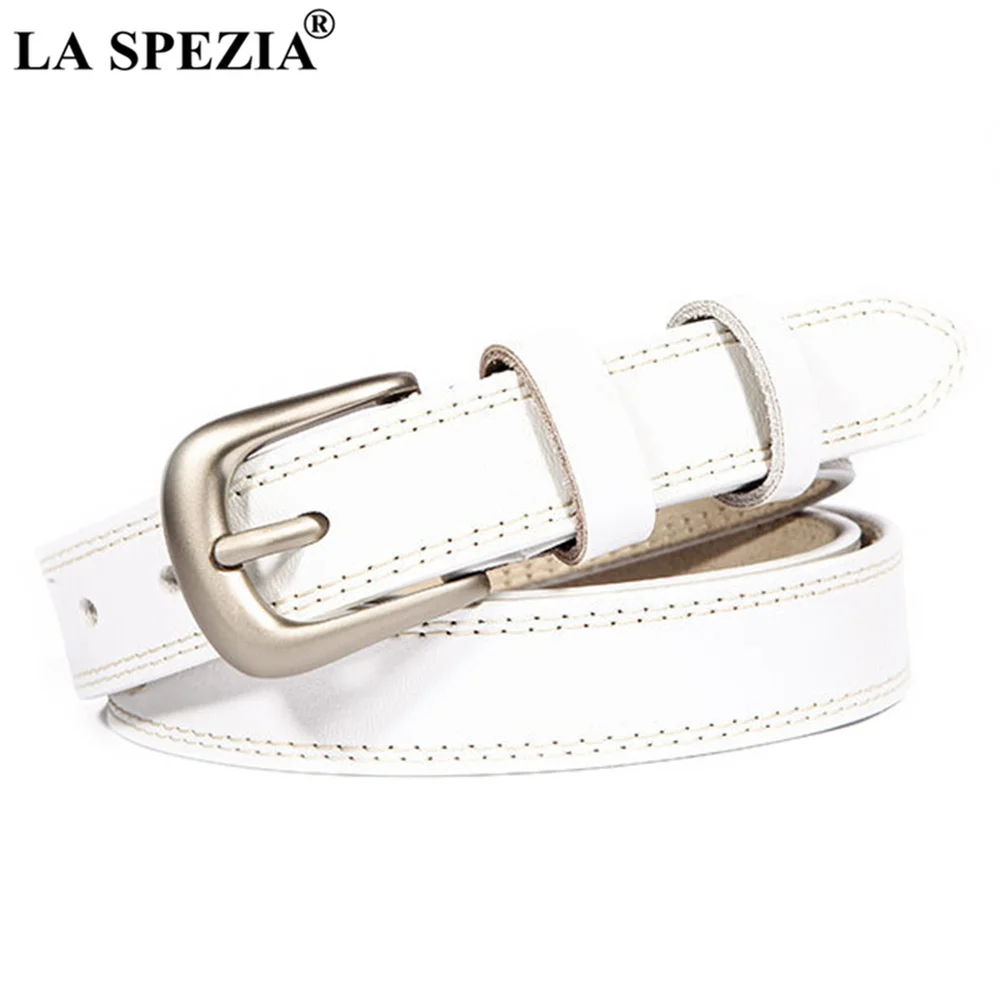 White Women Belt Vintage Genuine Leather Pin Waist Belt Classic Quality Second Layer Cow Leather Female Brand Belts
