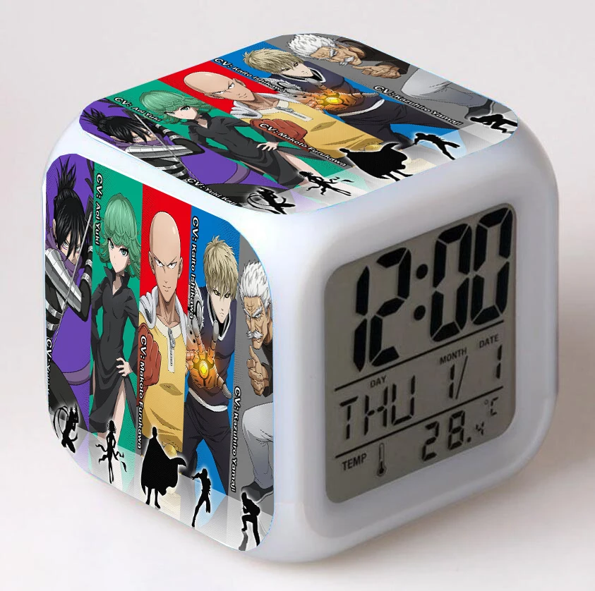 

One-Punch Man anime Cartoon LED 7 Color Flash Digital Alarm Clocks Night Light Bedroom Desk Clock despertador Alarm-Clock