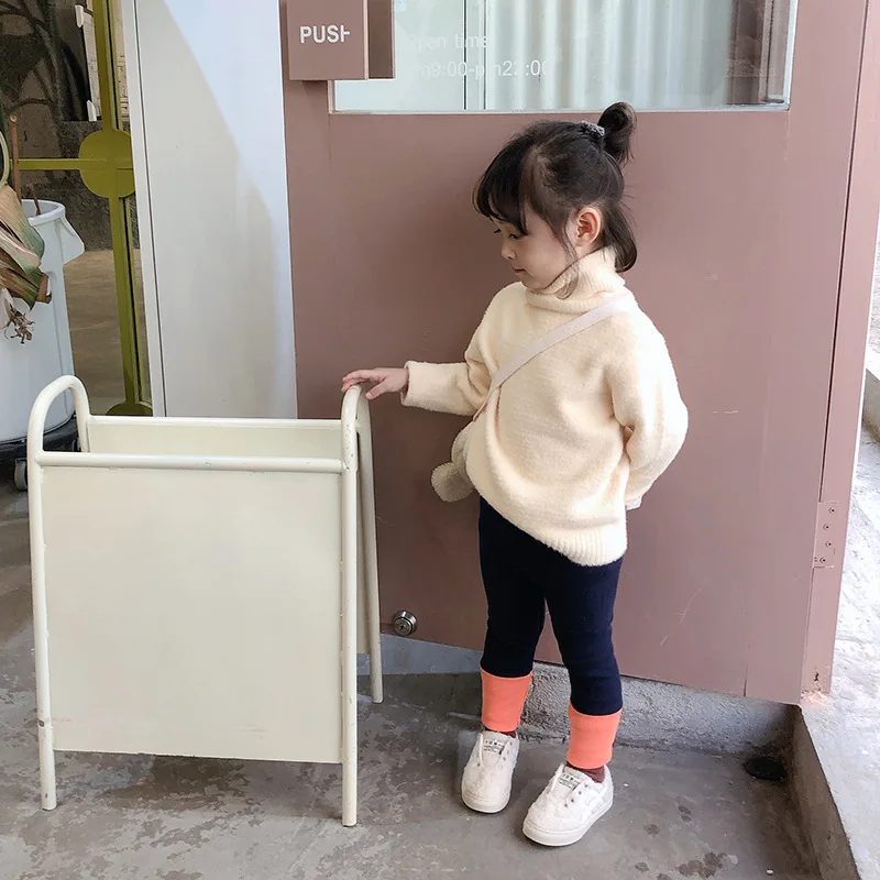 Новинка 2019 года зимние свитера для девочек детская однотонная шерстяная нижняя