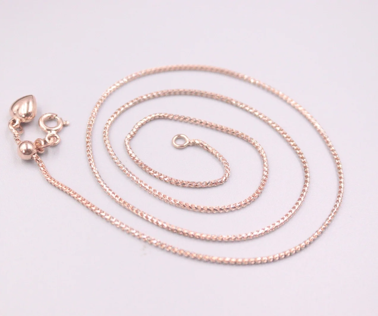 ????? Yu750-女性用ピンクゴールドのネックレス,18K,1.1mm,女性用ファインチェーン,チョーカー,18インチ