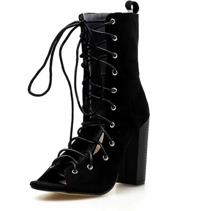 

Autumn and winter 2021 new fish mouth fashion short boots women's super high heel thick heel women's cool boots