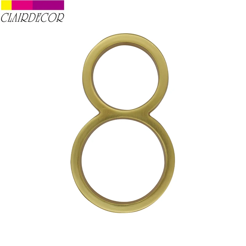 125mm Golden Floating Modern House Number Satin Brass Door Home Address Numbers for House Digital Outdoor Sign Plates 5 In. #0-9 images - 6