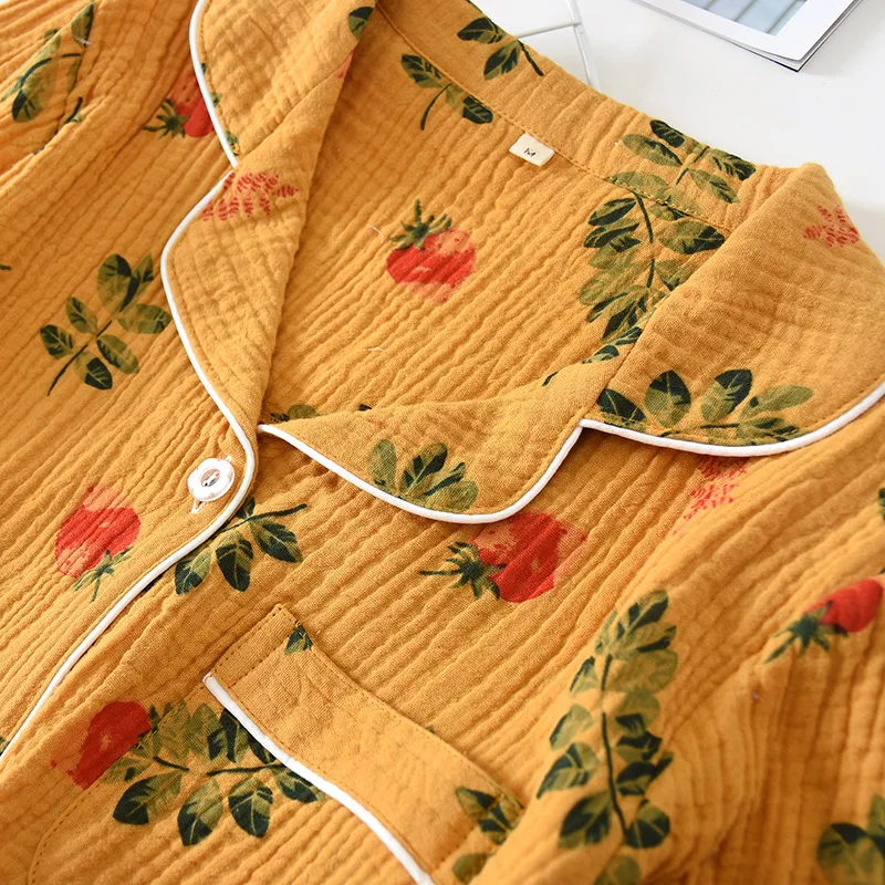 Summer Pajamas for Women Pure Cotton Gauze Short Sleeve Trousers Pajamas Set Thin Soft and Comfort Korean Home Two Piece Set