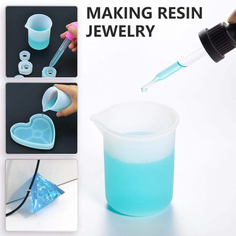 

1 Set Reusable Nonstick Resin Art Mixing Measuring Cups Silicone Stir Stick Epoxy Mold Jewelry Making DIY Tools