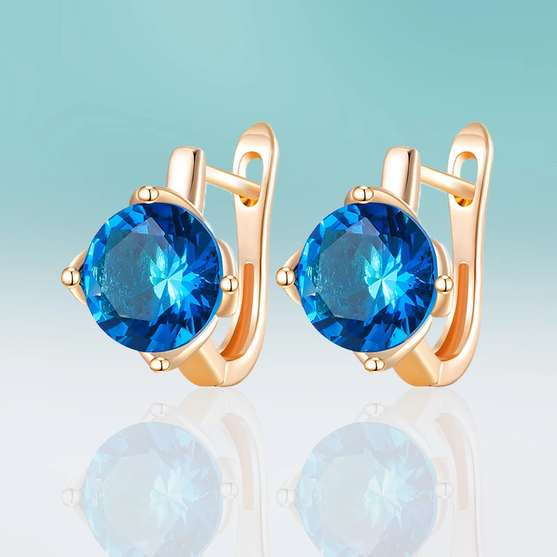 

Small Classic Flower Round Mosaic MultiColor Cubic Zirconia Stud Earrings for Women Jewelry Wedding Party Gifts High Quality