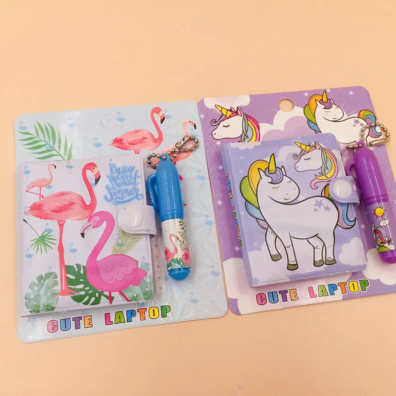 Kawaii Единорог Фламинго мини блокнот шариковая ручка Набор Милые блокноты ручки креативные канцелярские принадлежности подарок для детей школьные принадлежности