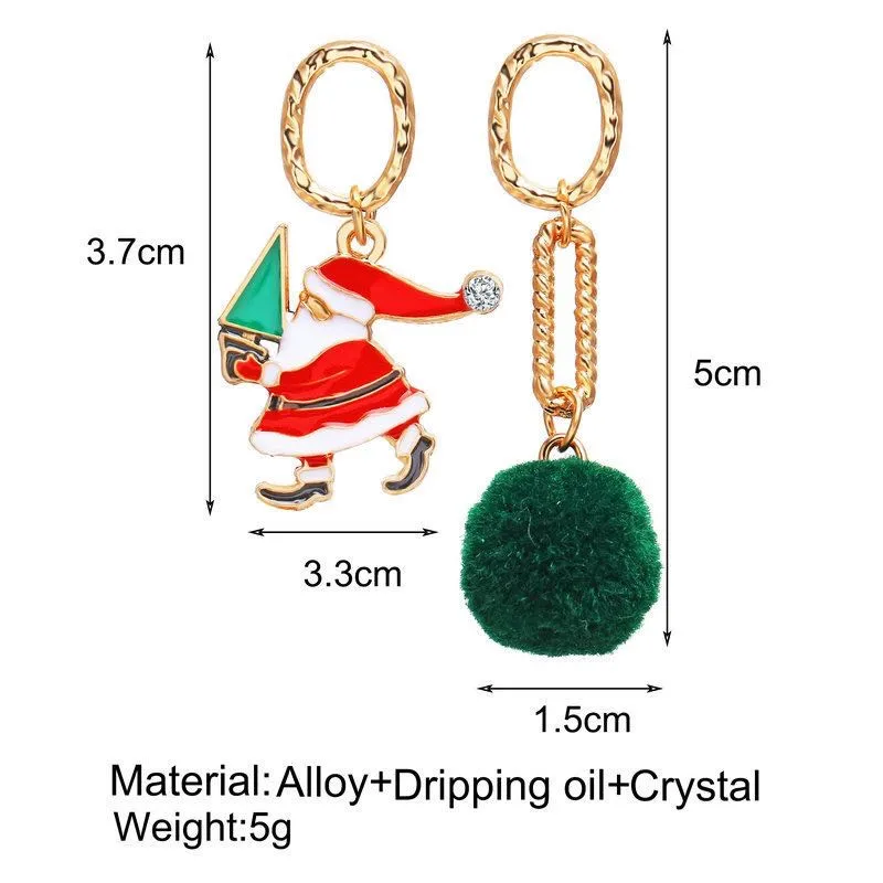 

Christmas Themed Creative Pendant Earrings For Women Fashion Alloy Christmas Tree Earrings Cartoon Bell Santa Claus jewelry Gift